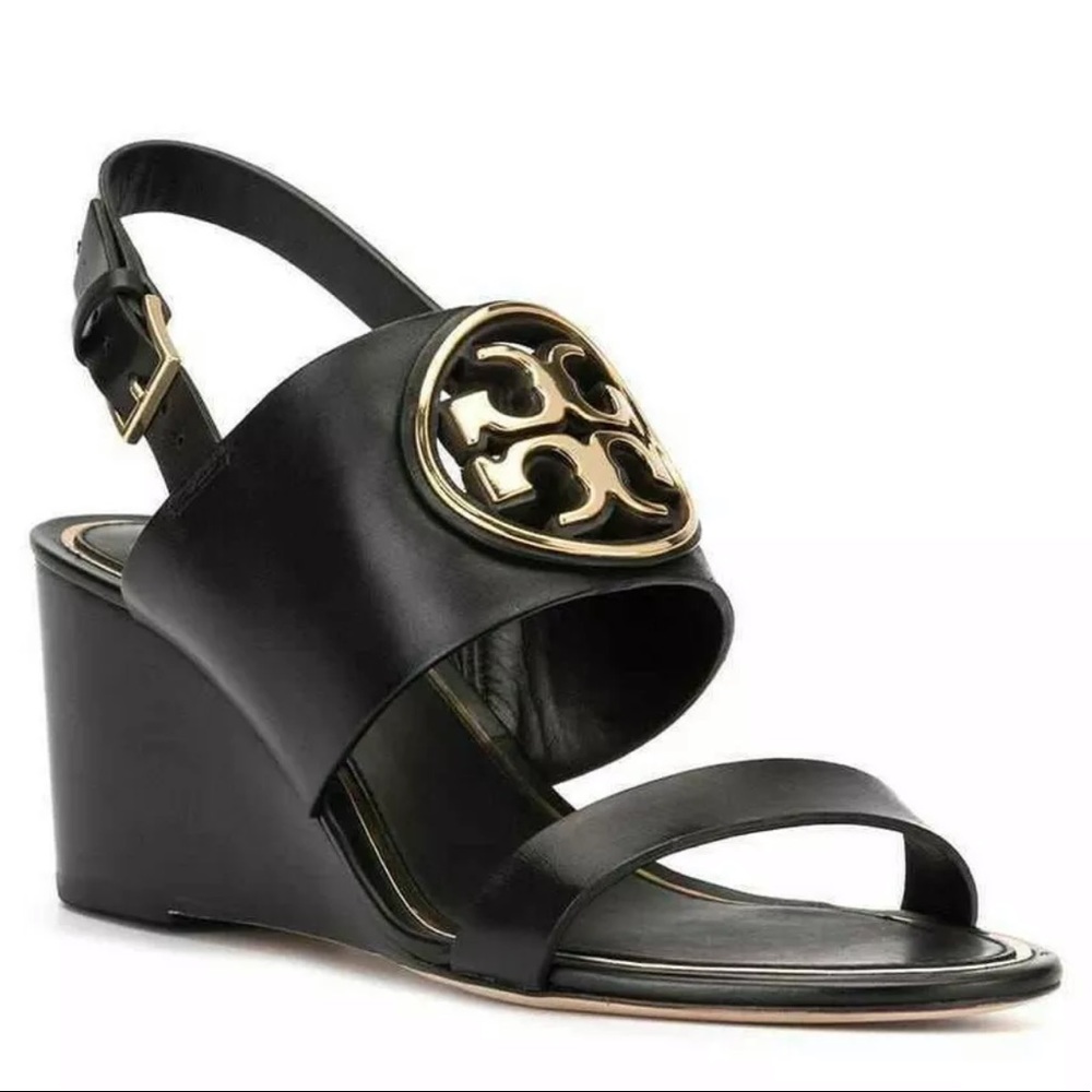 Tory Burch Metal Miller Black Wedge Sandal